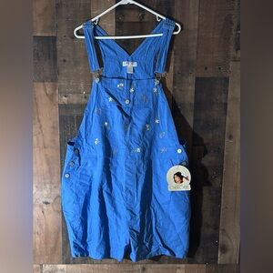 Women’s Plus Sz 22 Cherokee Blue Embroidered Cotton Overalls NWT